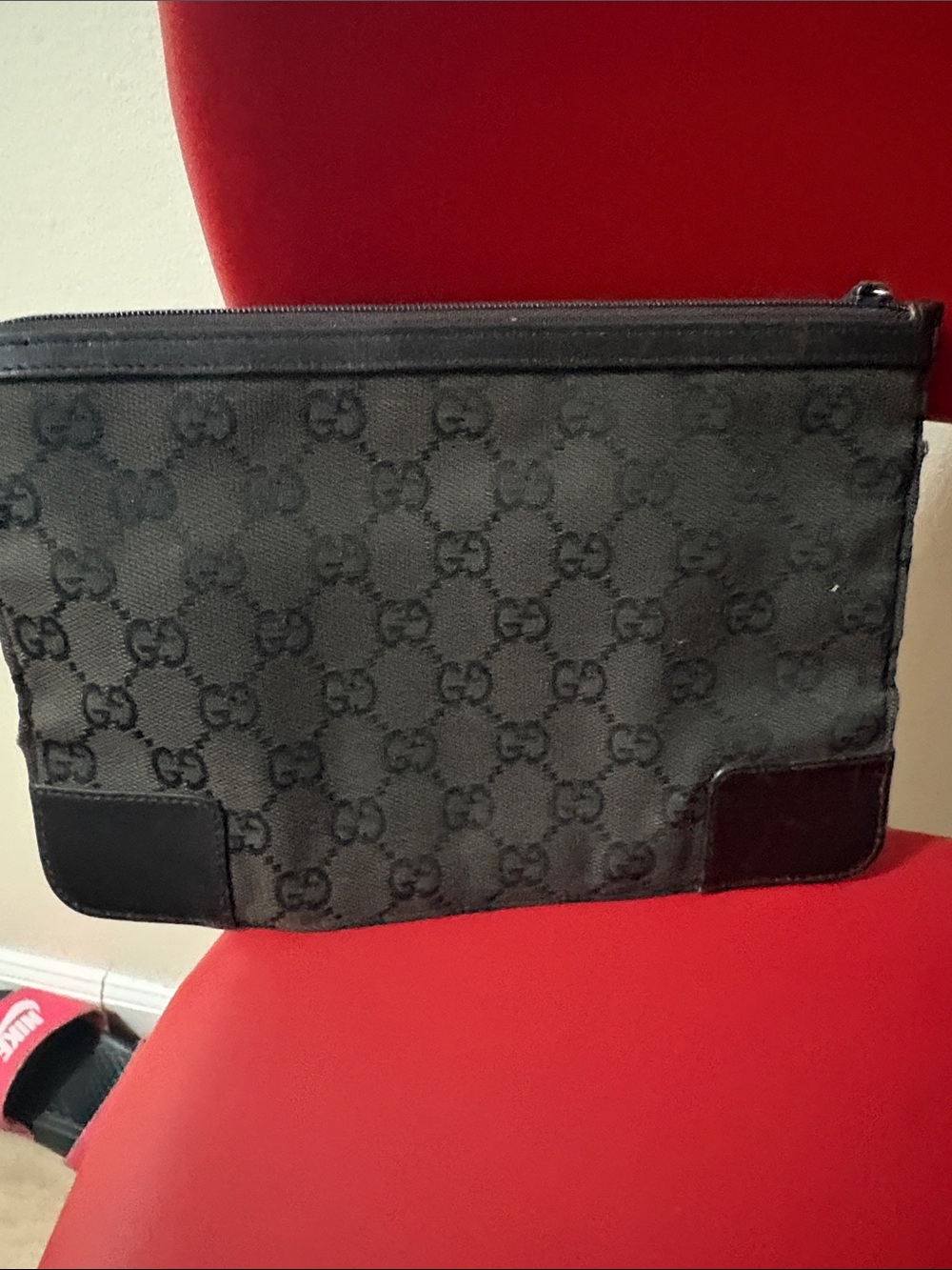 Gucci Black GG Monogram Canvas Toiletry Pouch